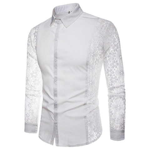 Chemise Dentelle Blanche Homme
