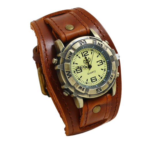 Montre avec gros discount bracelet en cuir